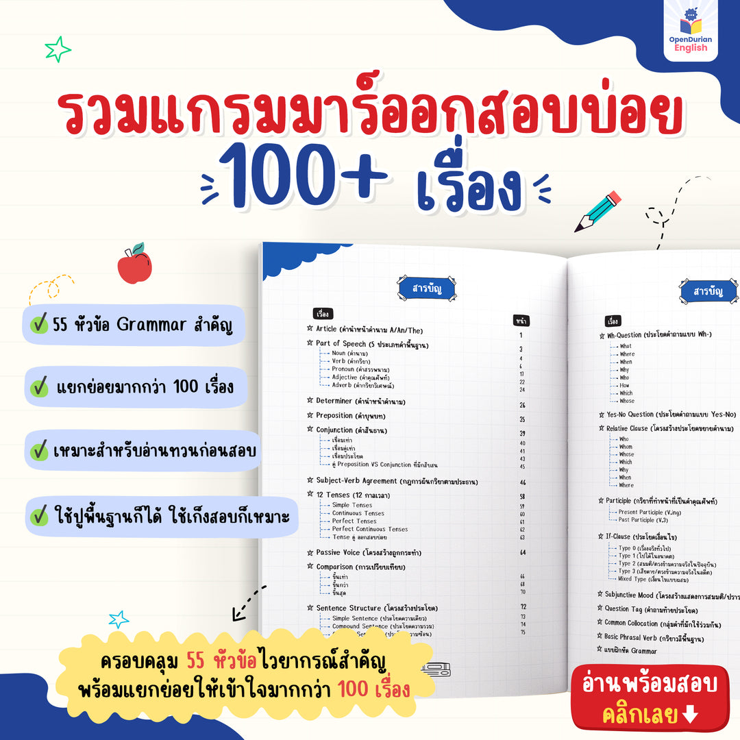 หนังสือสรุป Grammar ผ่าน Mind Map พร้อมสอบทุกสนาม! [OPD]