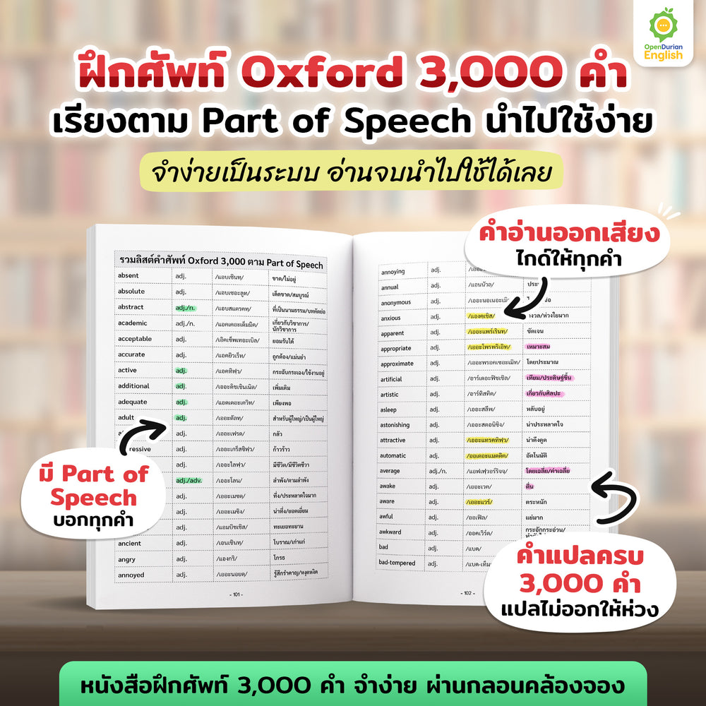 หนังสือเก่งศัพท์ในชีวิตประจำวัน 3,000 คำ จำง่าย ผ่านกลอนคล้องจอง By KruWan [KW]