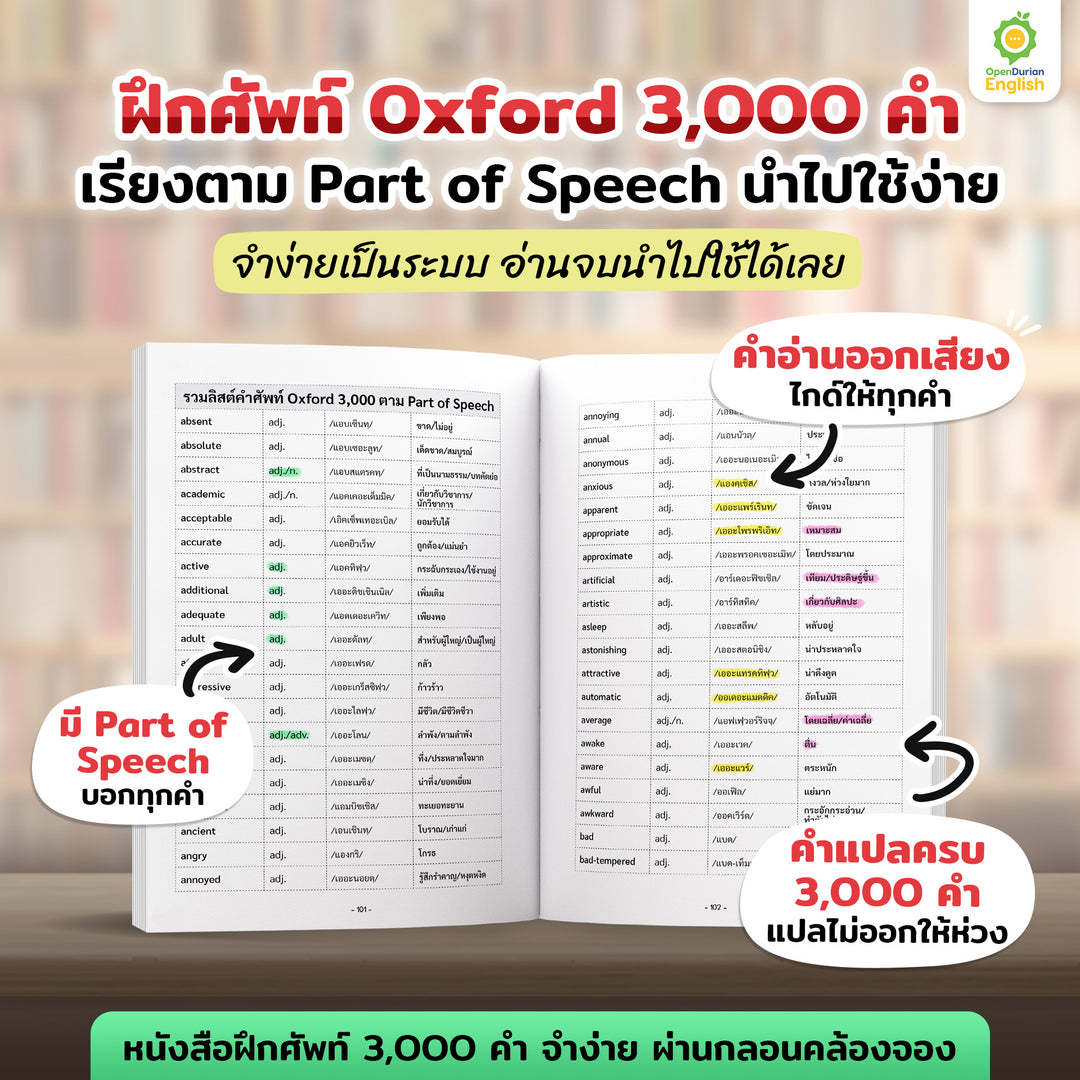 หนังสือเก่งศัพท์ในชีวิตประจำวัน 3,000 คำ จำง่าย ผ่านกลอนคล้องจอง By KruWan [KW]