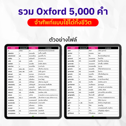 E-Book ປະກອບມີ 5,000 ຄໍາ Oxford ທີ່ມີການອອກສຽງແລະການແປ. 